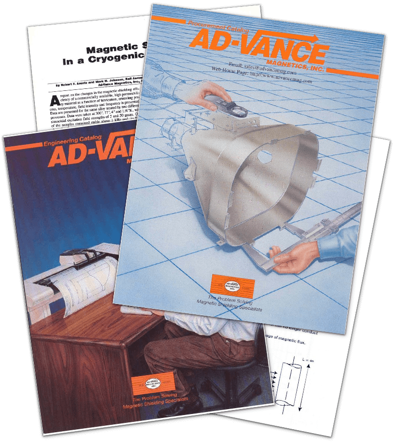 Catalogs Ad-Vance Magnetics literature highlighting their procurement and engineering plus magnetic shielding capabilities is available for download or by mail.